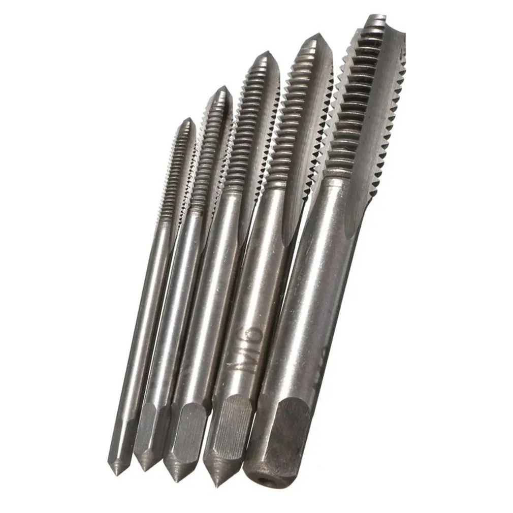 5PCS/Set HSS M3 M4 M5 M6 M8 Machine Spiral Point Straight Fluted Screw Thread Metric Plug Hand Tap Drill Set Hand Tools