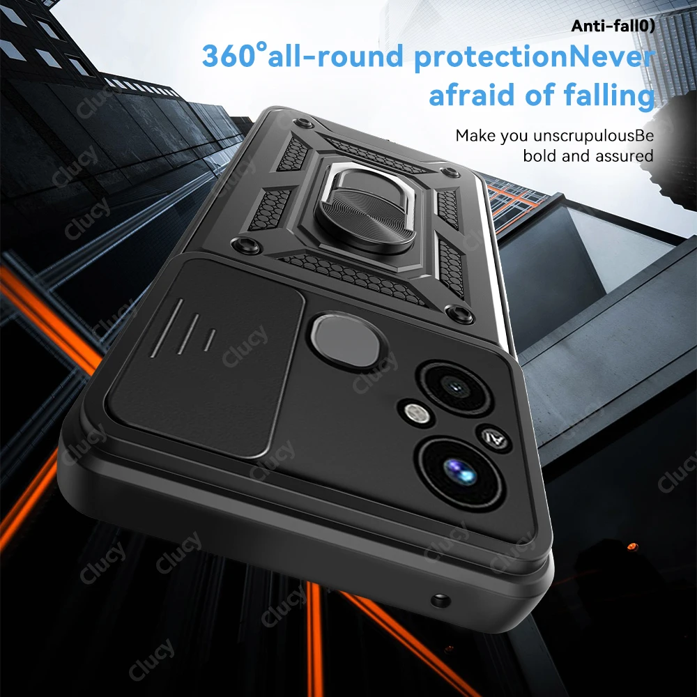 ل Xiaomi Redmi 12C 13C 10C 9C NFC كاميرا للصدمات درع الحال بالنسبة Redmi 11A 10A 9A 9AT سيارة حامل مغناطيسي حلقة غطاء وقائي