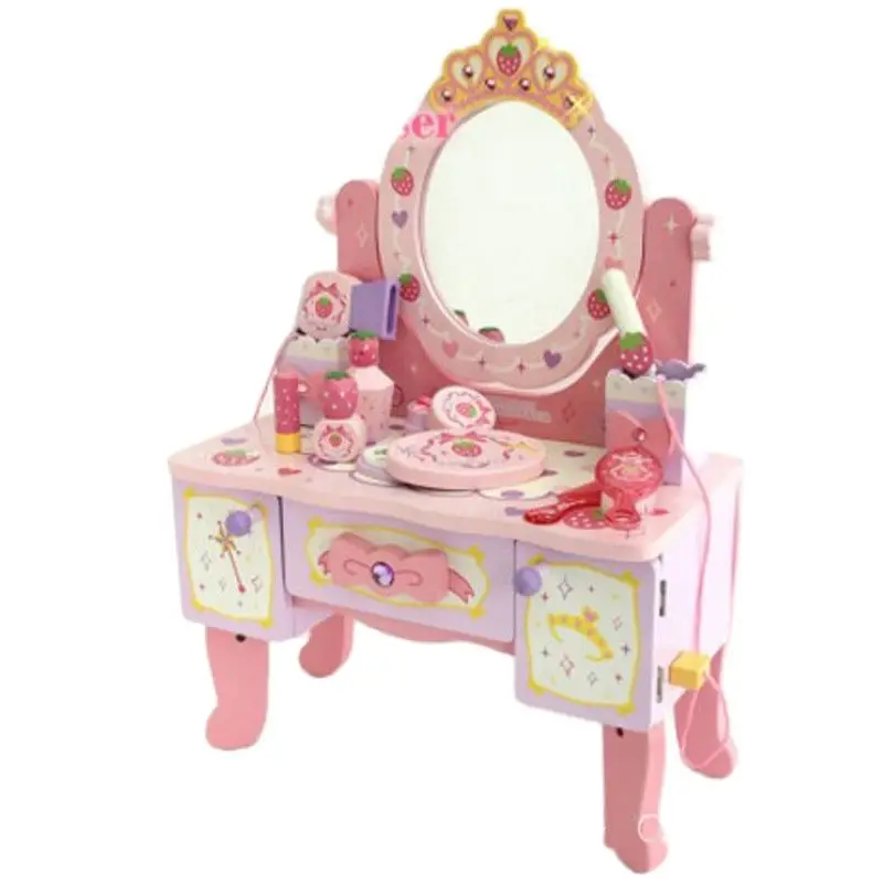 Baby Toys Wood Deluxe Large Dressing Table Child Pretend Play Toy Child Furniture Toy Christmas gift for girl