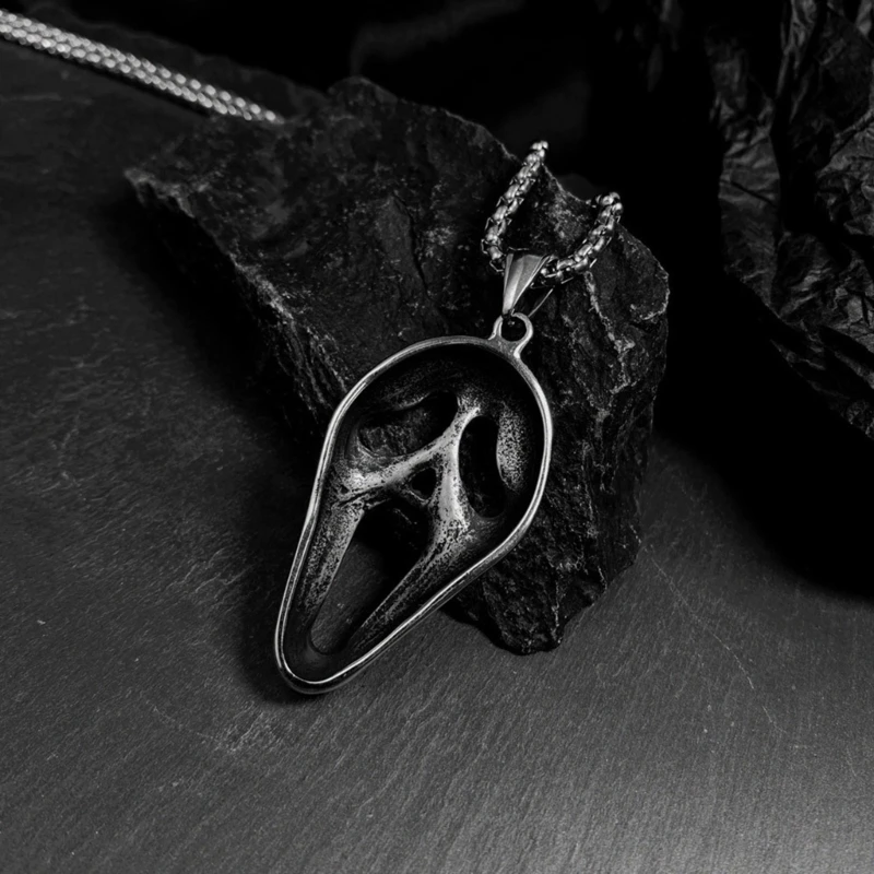 Pendant Necklaces Jewelry Pendant Necklaces Chain Choker Necklaces Screaming Skull Shaped Pendant Choker Alloy Material