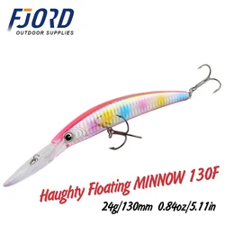 FJORD 130mm 24g Floating Minnow Surface Fishing Lure Pike Sea Long Tongue Crankbait Wobbler Swimbait Fishing Accessories Tackle