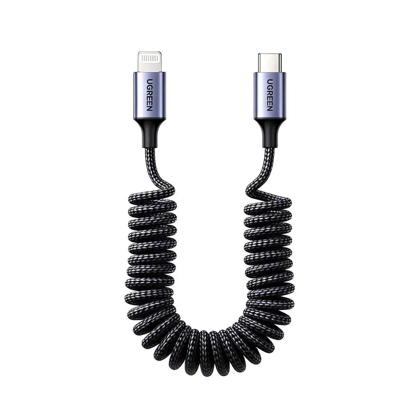 UGREEN MFI – samochodowy kabel USB typu C z mechanizmem zwijania, kompatybilny z portem Lightning, przeznaczony do ładowania i przesyłania danych dla urządzeń Apple iPad i iPhone 14, 13, 12, 11, obsługujący szybkie ładowanie PD. — zdjęcie produktu 7