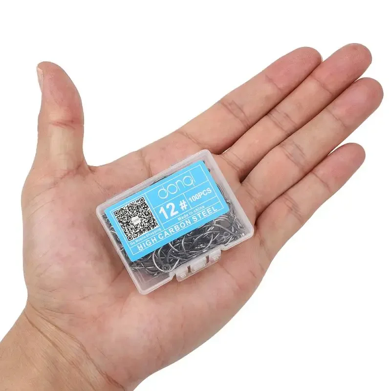 50 unids/caja de anzuelos de pesca con púas, anzuelo de carpa de un solo círculo, anzuelo de mar de acero rico en carbono, accesorios de pesca con mosca, anzuelos