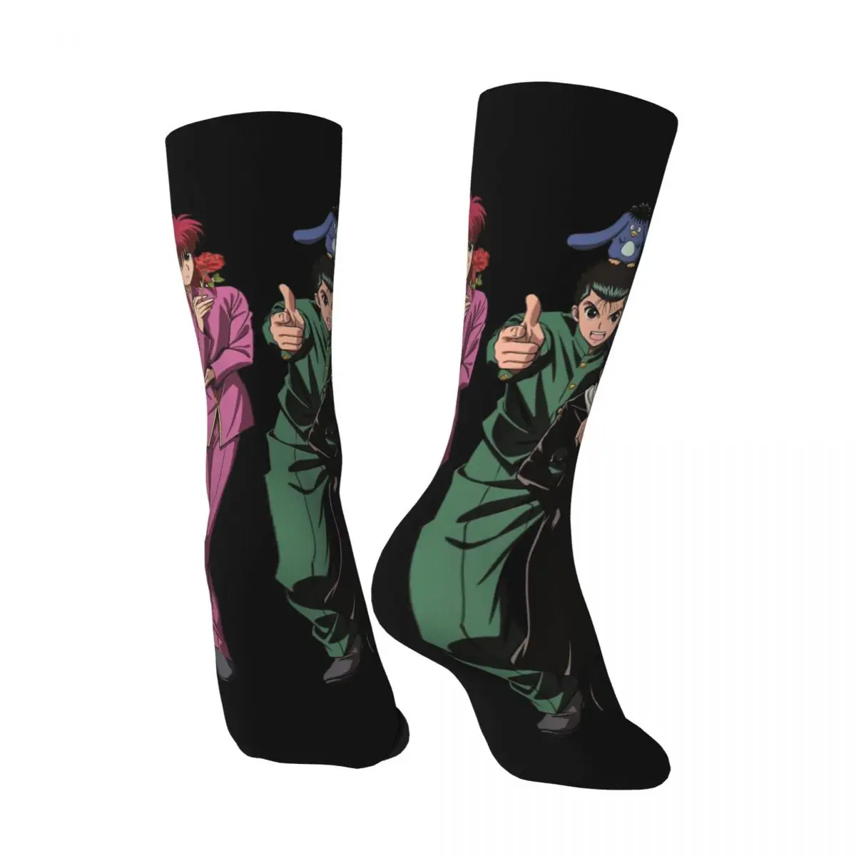 Hiei And Urameshi Yuusuke Crazy Men's compression Socks Unisex Yu yu hakusho Street Style Seamless Printed Funny Happy Crew Sock