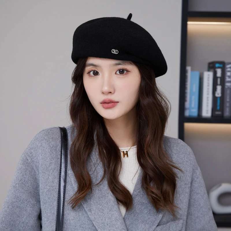 French Retro Beret Women\'s Autumn and Winter Wool Bud Hat Korean Version Styled Design Showcase Face Small Painter Hat