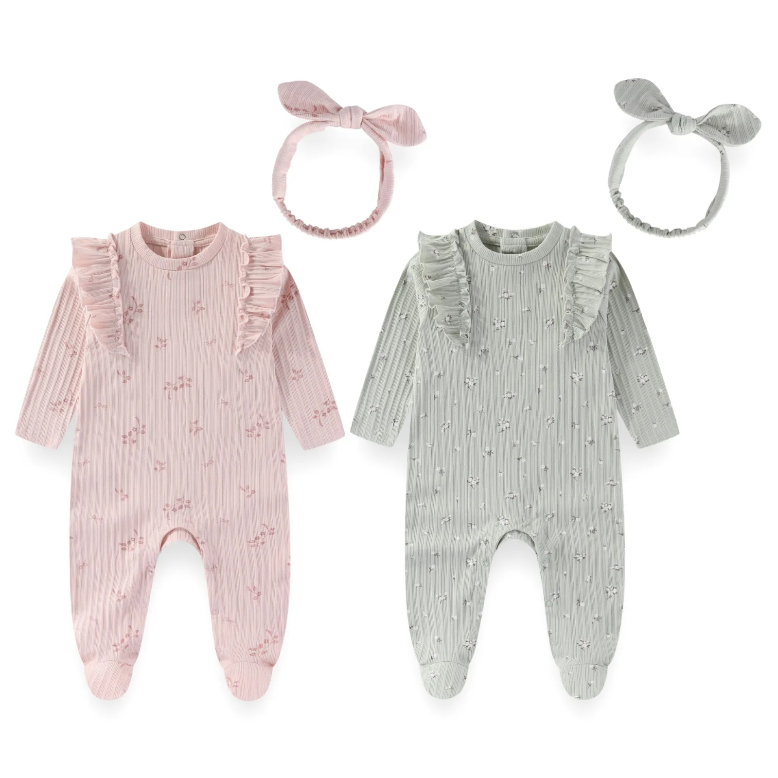 set-di-2-tutine-carine-per-neonata-set-di-abbigliamento-da-0-a-12-mesi-tute-per-neonati-fascia-per-capelli-vestiti-per-neonati-per-quattro-stagioni