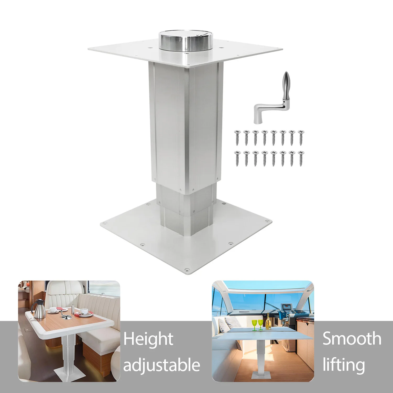 أرجل طاولة RV من الألومنيوم قابلة للتعديل مع إطار قاعدة نطاق ارتفاع 11–31 بوصة للمركبات الترفيهية والقوارب واليخوت وأثاث التاتامي