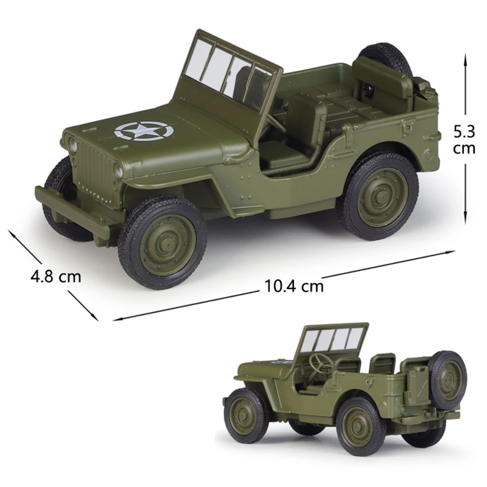 1/36 Willys MB Jeep Toy Car Model Welly Diecast Metal Miniature Pull Back Military Vehicle Collection Gift For Children Boys Kid