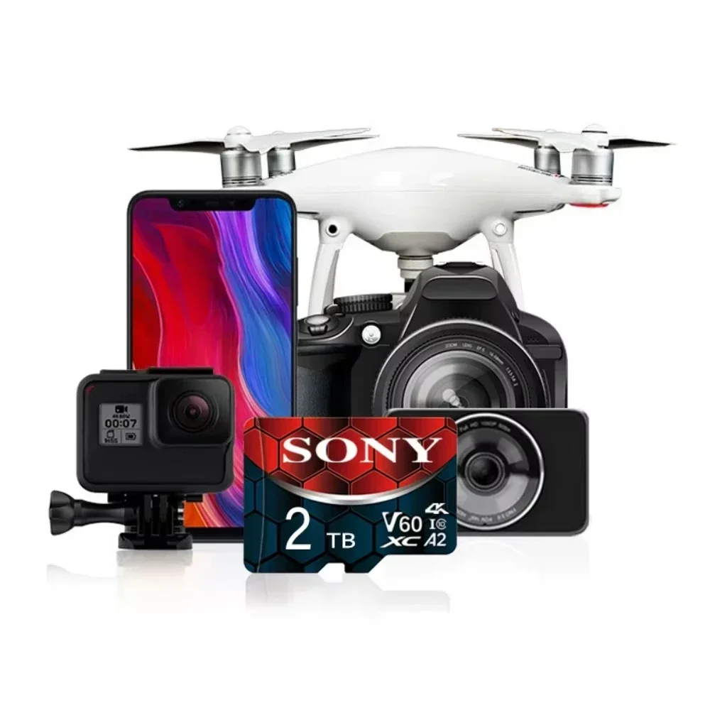 بطاقة سوني مايكرو TF SD 2 تيرا بايت 1 تيرا بايت فئة 10 بطاقة ذاكرة عالية السرعة U3 4K 512GB 128GB 256GB TF بطاقة فلاش للهواتف الذكية كاميرا بدون طيار