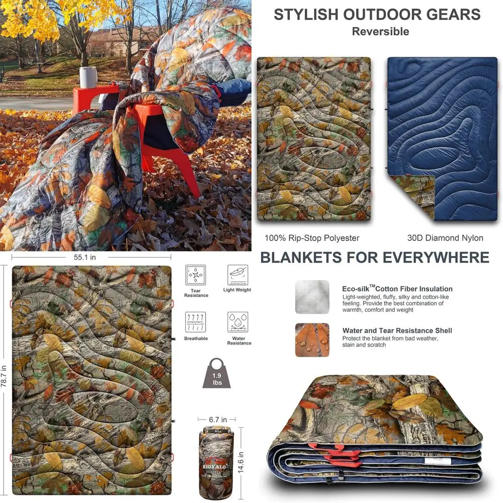 

Waterproof XL Puffy Camping Blanket for Outdoor Adventures, Lightweight & Packable, Ideal for Hiking, Backpacking, Picnics, and