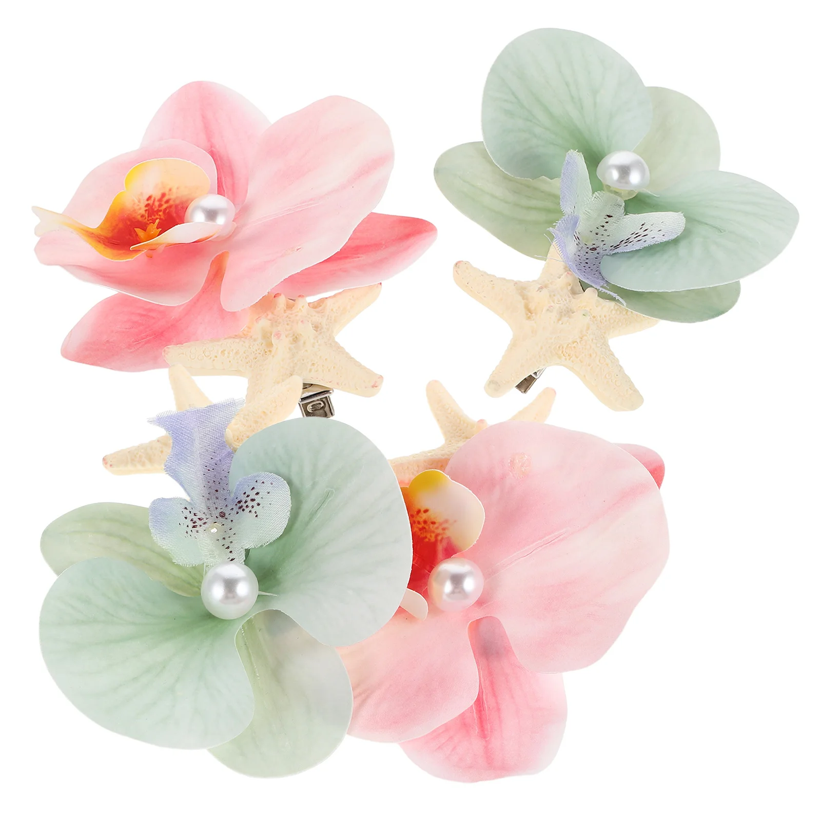 

4pcs Hair Clips Ocean Inspired Orchid Hair Accessories for Beach Vacation Wedding Party Decorations Comfortable