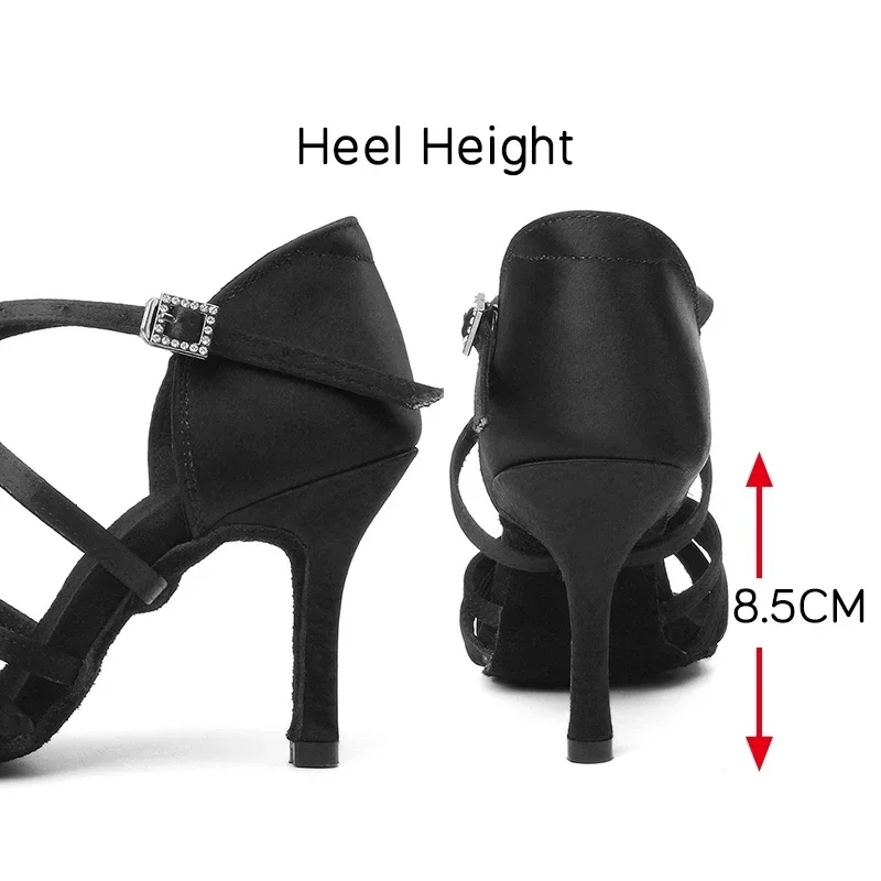 Latin Dance Shoes Women High Heel Silk Dance Shoes lady Soft Bottom Dance Shoes heeled 8cm Girls Salsa Ballroom