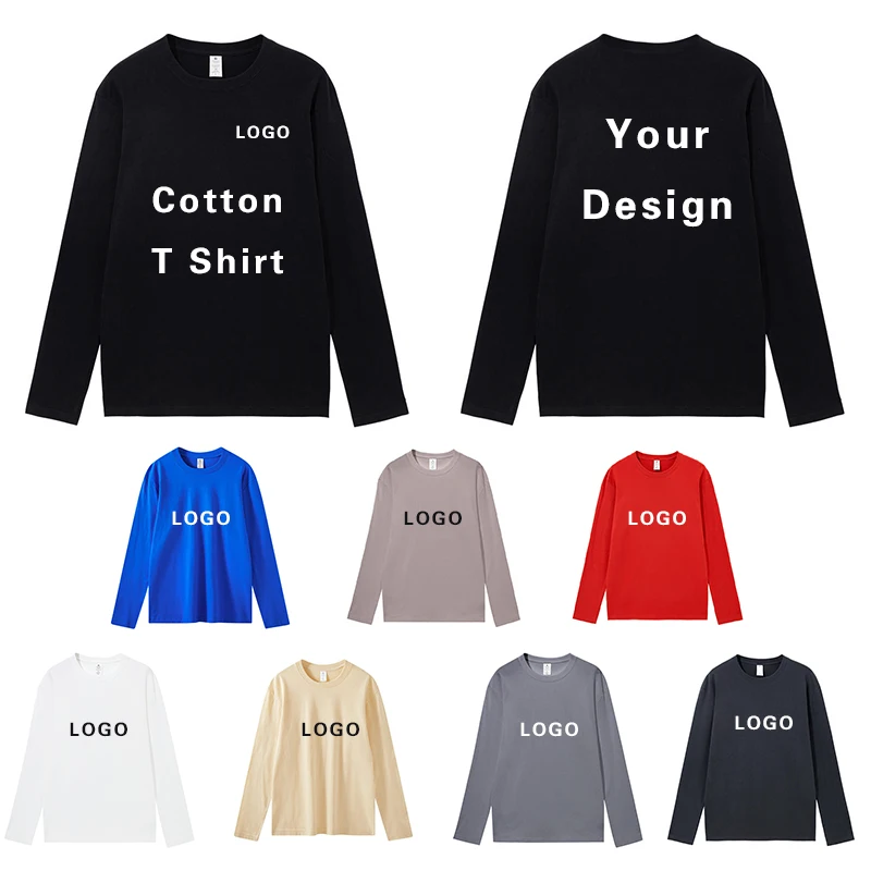 230g Cotton Long Sleeves T Shirt print Logo Embroidered Name Men Women Spring Autumn Custom Photos Activity Jersey