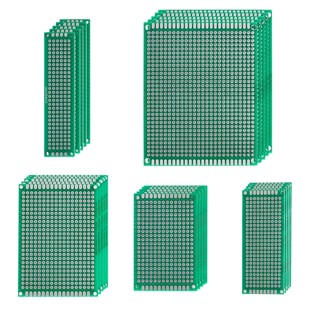 PCB-緑の両面ボードキット,優れた安定性とパフォーマンス,DIY回路ボードセット,2x8, 3x7, 4x6, 5x7, 7x9cm 25個 = 5個