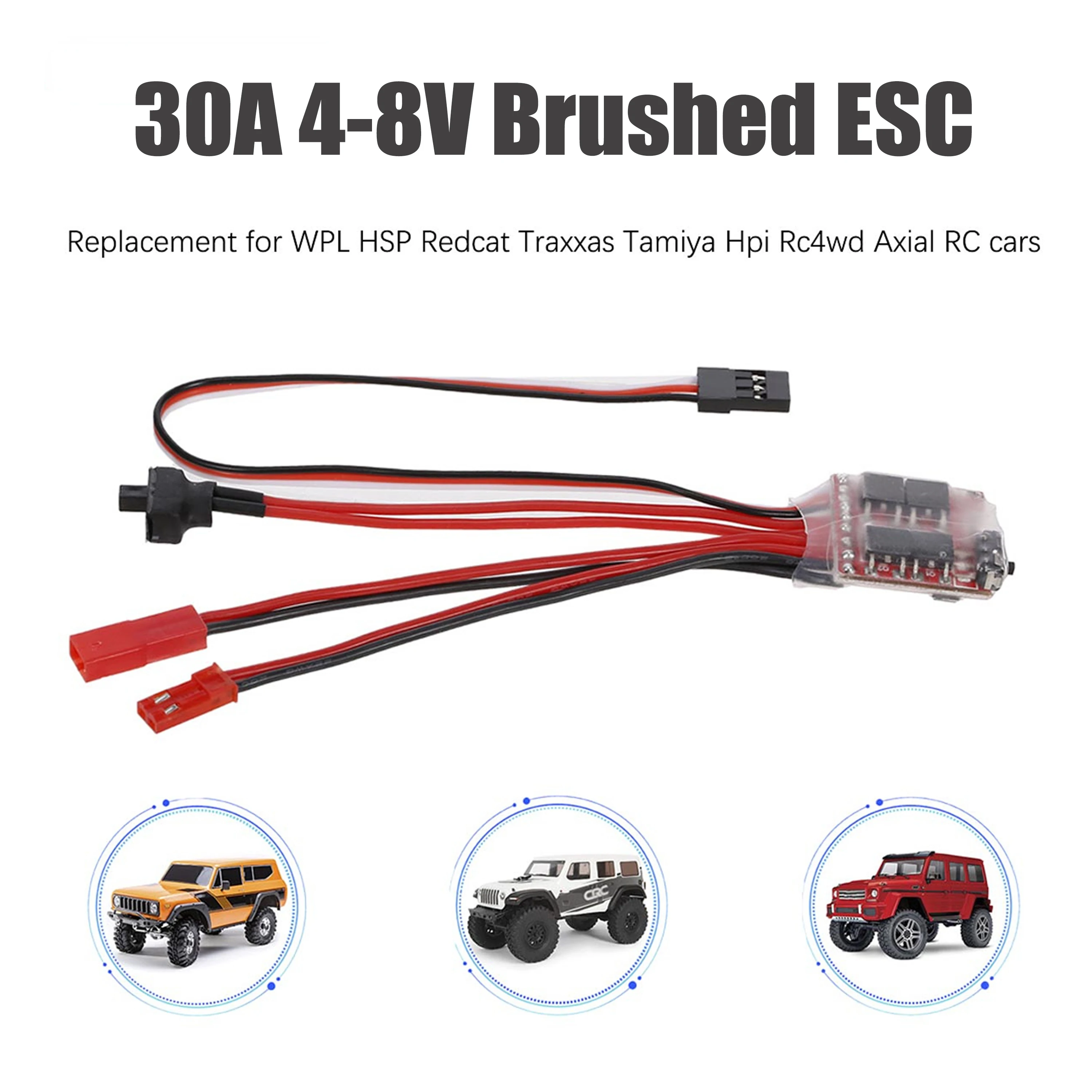 RC Car 30A ESC Brushed Forward Reverse Brake Dual Way ESC Motor Speed Controller for Motor 1/16 1/18 1/24 Car Boat Tank