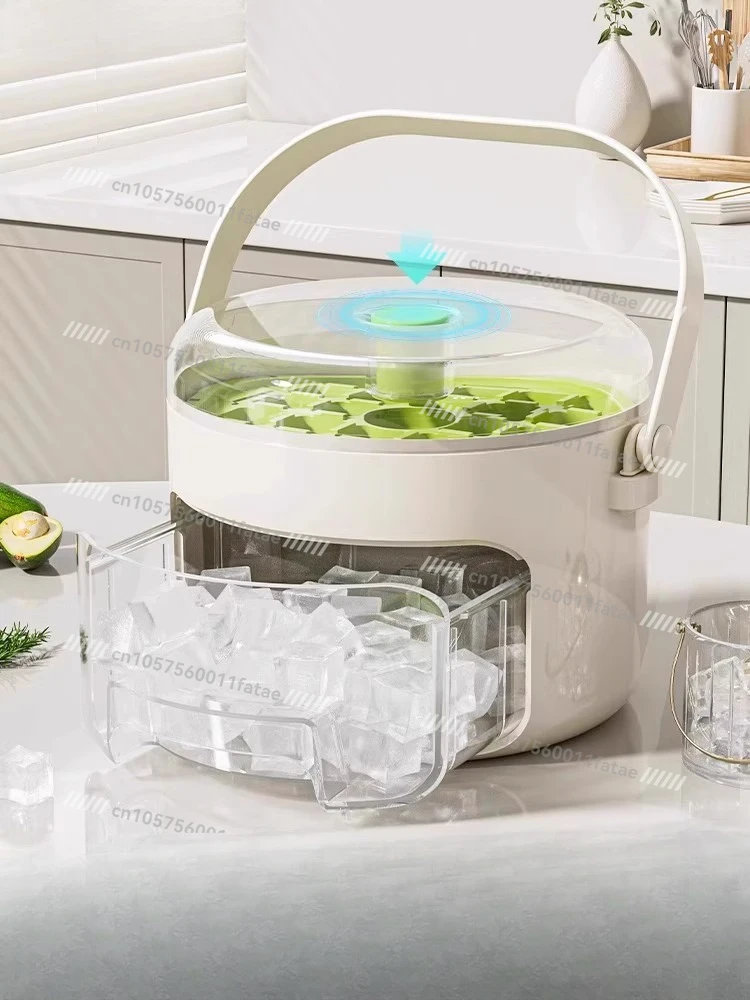 

Cube Grid Mold Food Grade Household Homemade Frozen Cubes with Lid Press Type Ice Making Large Ice Storage Box