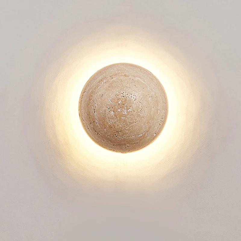 Hot Selling Wabi Sabi Bedroom Bedside Wall Lamp Half Round LED10W Natural Yellow Cave Stone Staircase Decorative Atmosphere Lamp