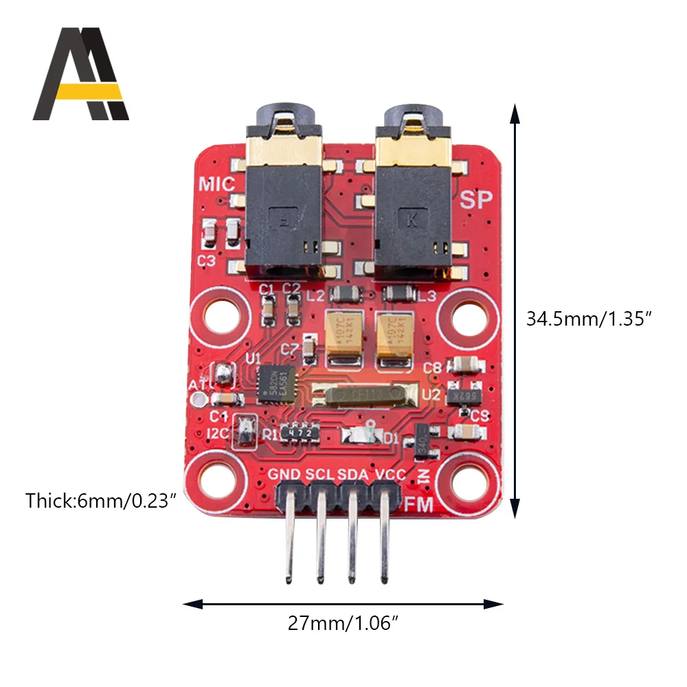 FM Broadcast Transceiver Module 3.3-5V RDA5820N FM Broadcast Board receive/transmit tuner board 76-108.0MHZ with I2C interface