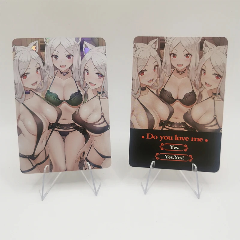 En Stock, 3 unidades/juego de tarjetas sexis de Chica de Anime Helltaker Cerberus Modeus Lucifer Judgment Azazel, tarjetas de juego de colección, regalos de navidad