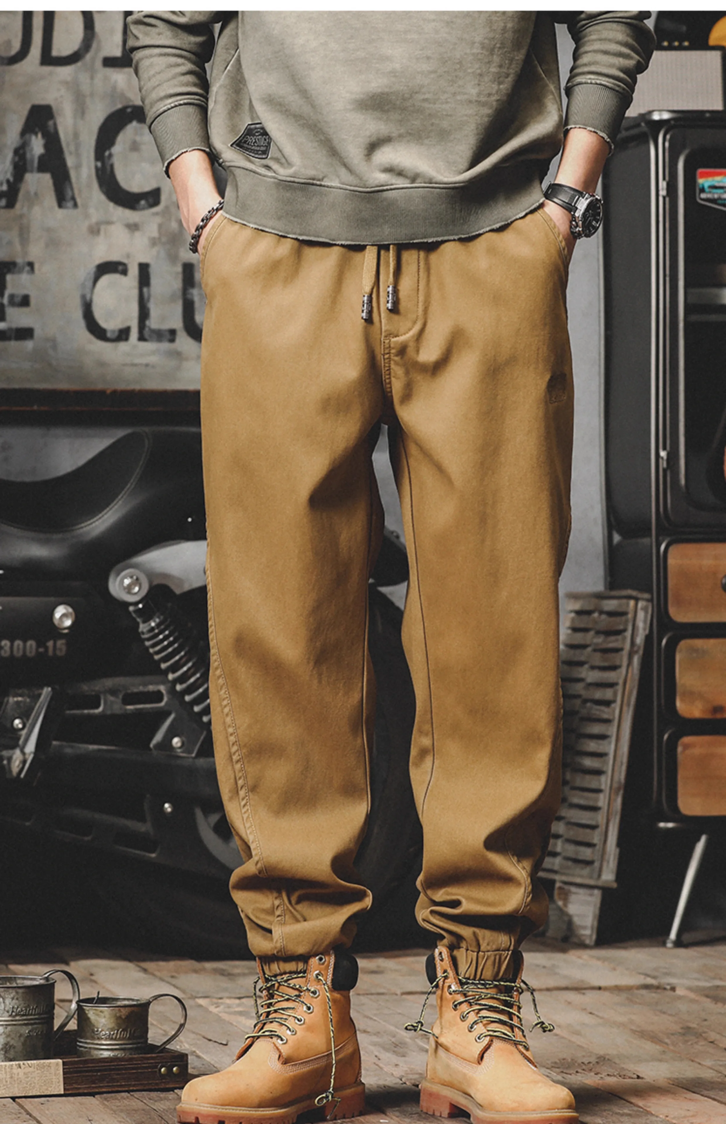 Men's Cargo Pants Casual Hip Hop Hit Color Multiple Pockets Trousers Streetwear Ribbons Techwear Sweatpants oversized