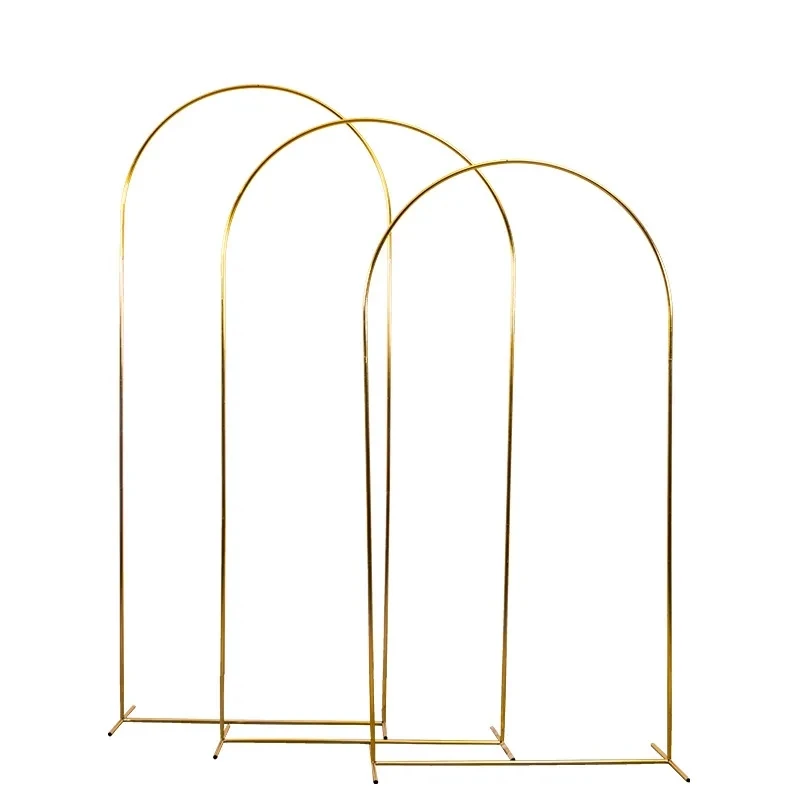 

3Pcs Shiny Gold Metal Door Frame Wedding Backdrops Flower Arch Floral Row Screen Birthday Party Balloon Background