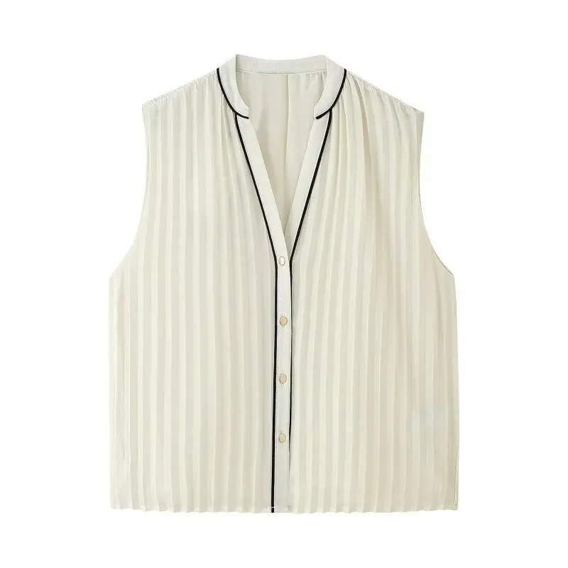 Chaleco sencillo liso para mujer, abrigo sin mangas de verano con cuello en V, conjunto de falda larga, prendas de vestir transpirables de estilo francés, ropa de oficina para mujer