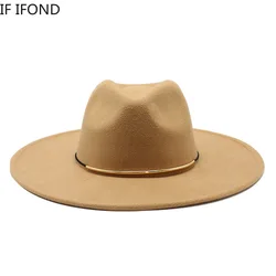 Chapéu tipo fedora, chapéu feminino de lã, elegante, de aba, para outono e inverno, tamanho 56 cm a 59cm