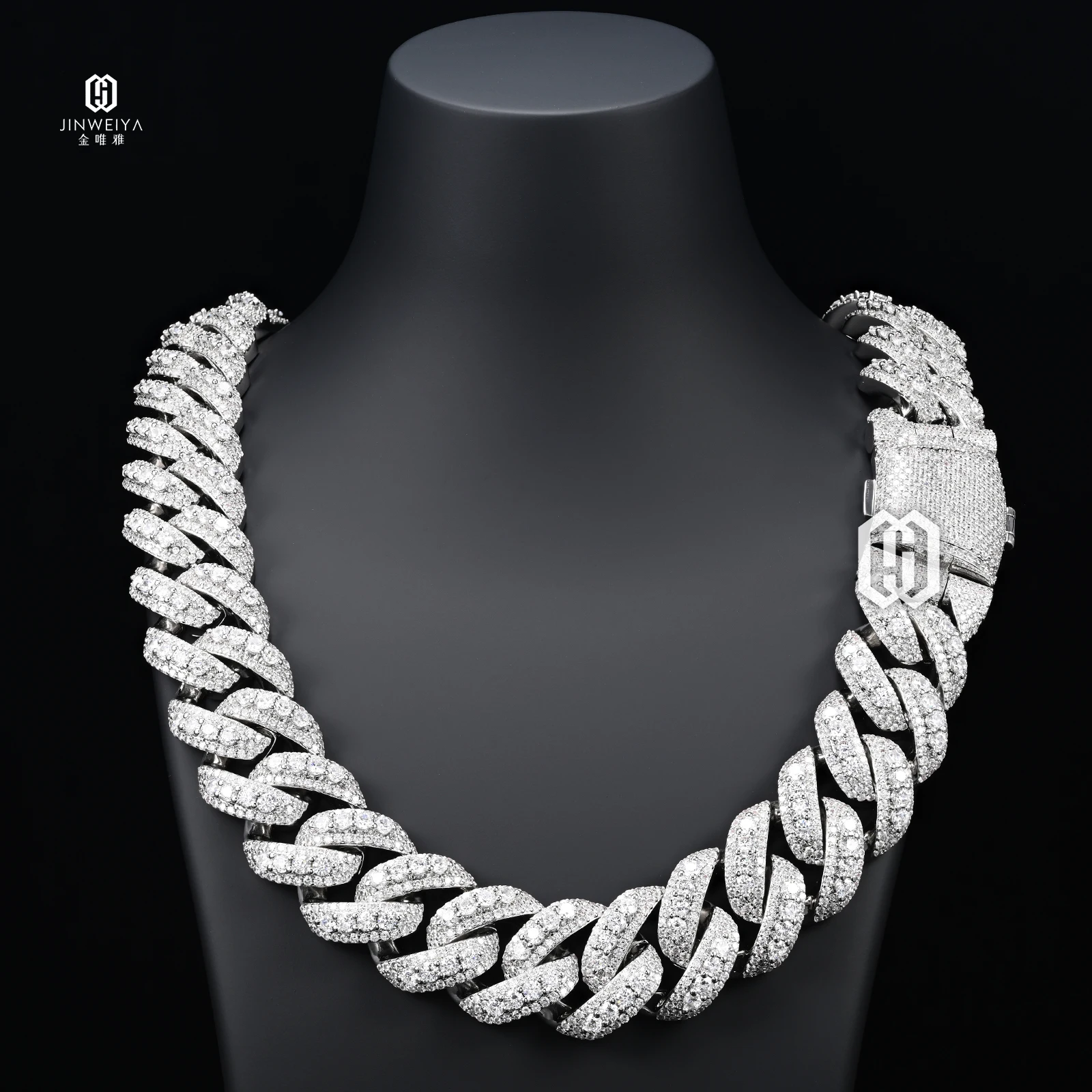Pointer .22MM Raised Cuban Link Chain Brass VVS Diamond Moissanite Rose Gold Plated Iced Out Necklace Hip Hop Jewelry
