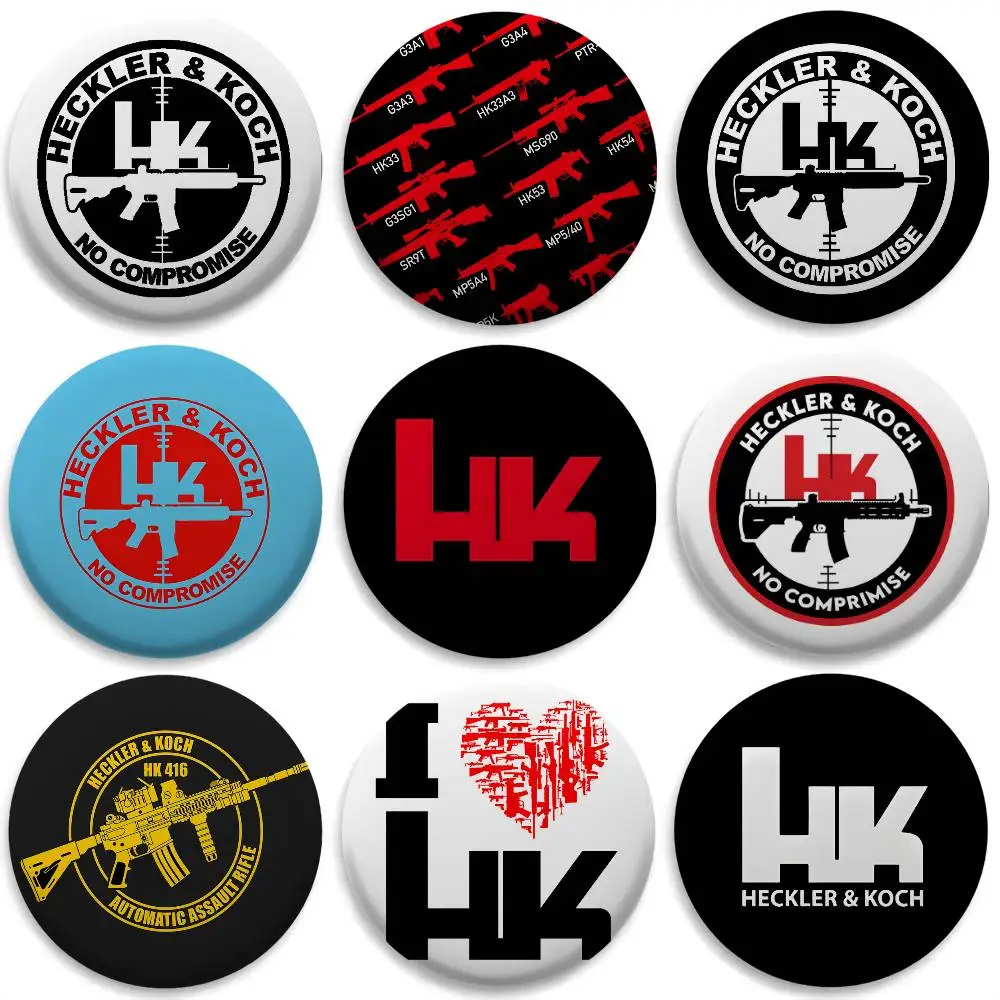 

H-Heckler-K-Kochs Firearms Badges Round Exquisite Badge Brooches Creative Pins For Clothes Hat Backpack Gift Accessories