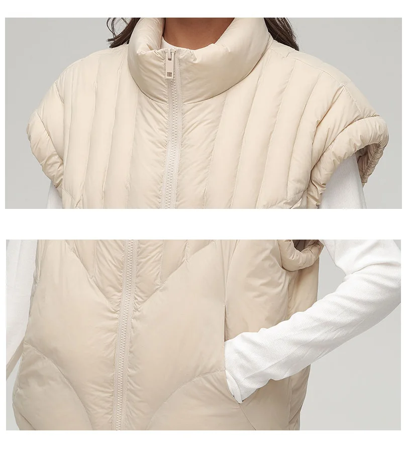 Women 2023 NEW Fashion Wide Loose Winter Waistcoat 90% White Duck Down Sleeveless Coat Spring Autumn Black Thick Vest