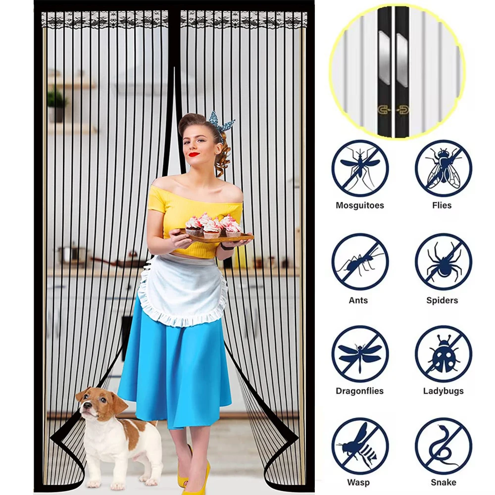 Anti Mosquito Door Curtain Net Invisible Magnetic Door Screen Automatic Closing Mosquito net For Kitchen indoor living room