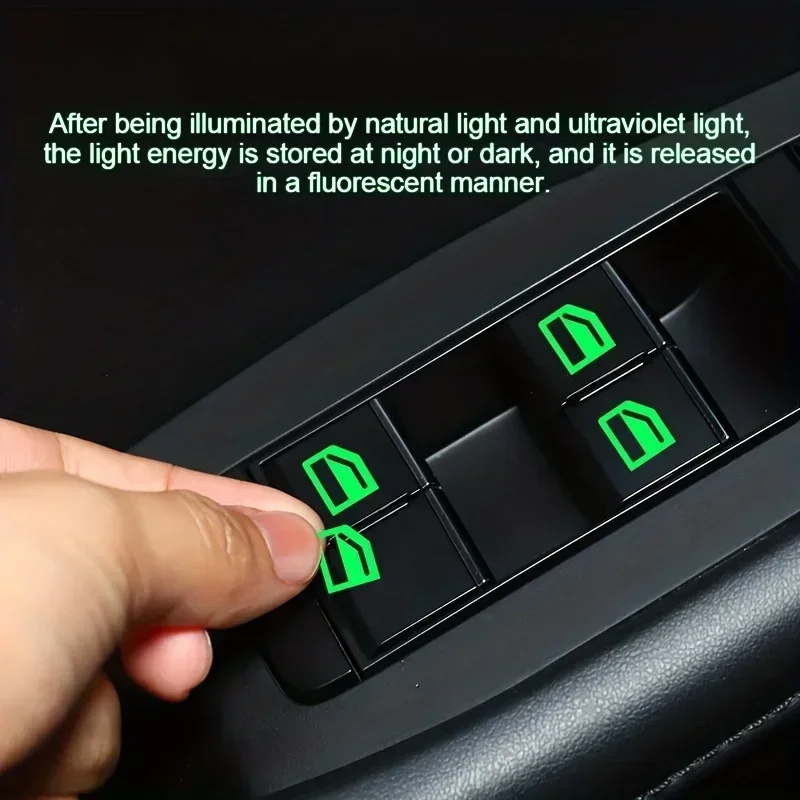 Window lift switch stickers, interior function buttons, luminous stickers, switch buttons, wear-resistant luminous stickers