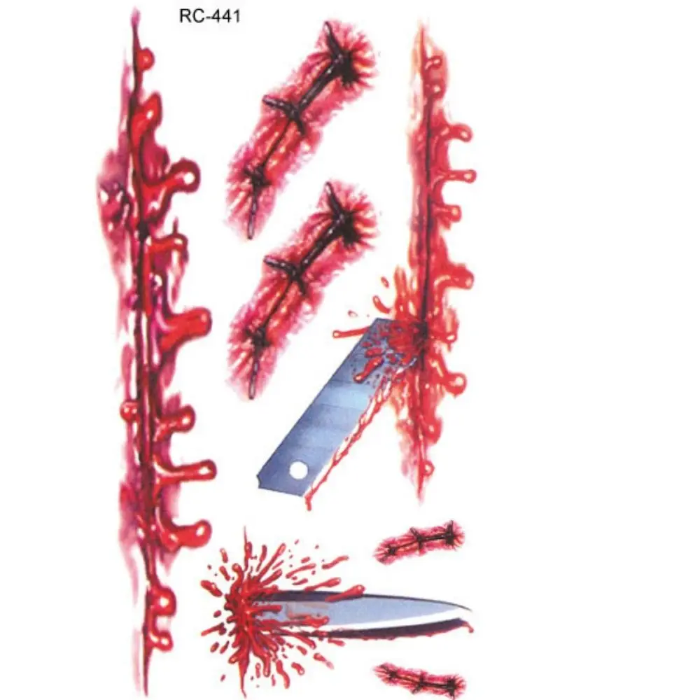 Parche facial para Halloween, tatuajes temporales, diseño de cicatriz de araña, pegatinas de tatuaje impermeables, cicatriz de araña DIY realista