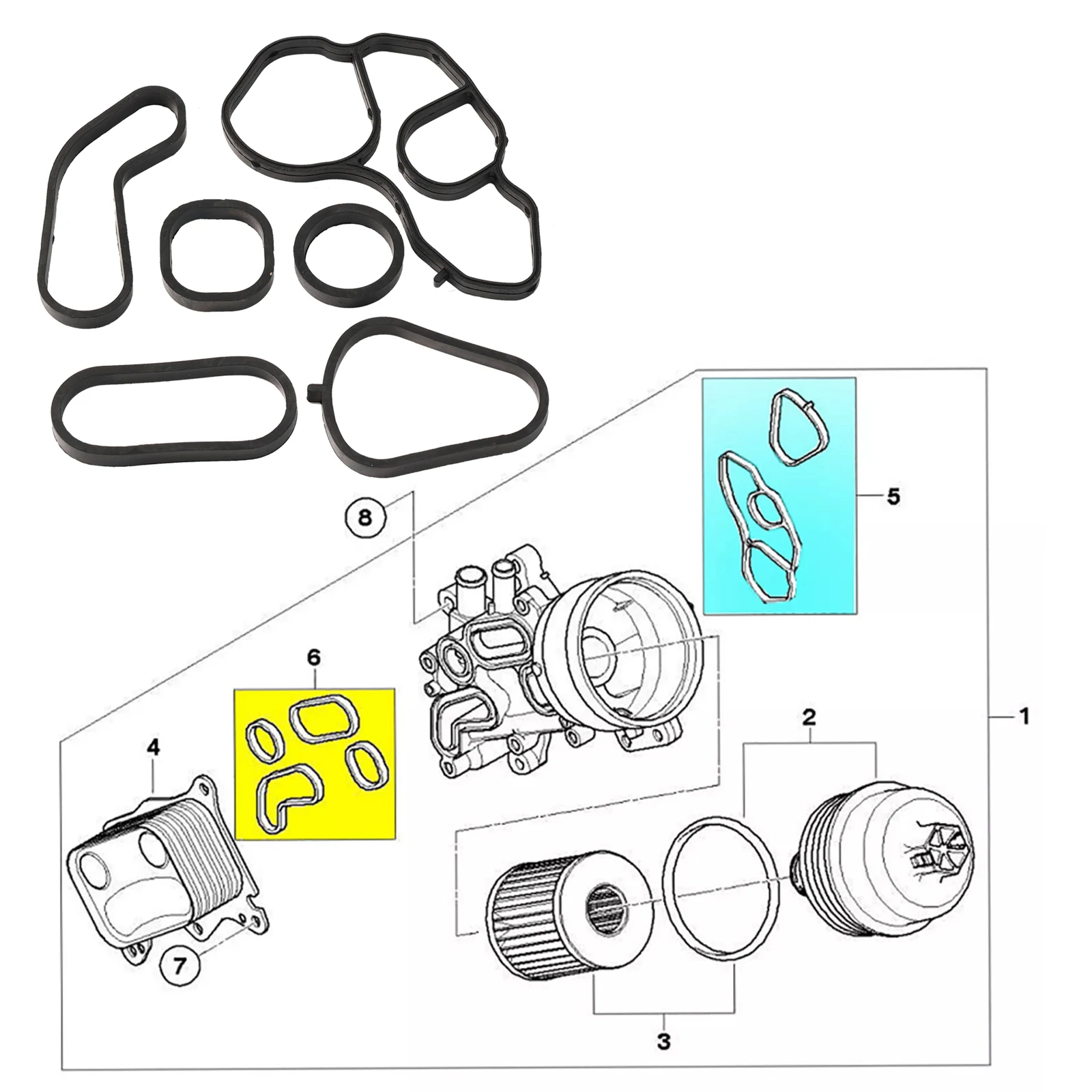 For Mini Convertible Coupe Paceman 2010 2011 2012 2013 2014 2015 2016 Oil Cooler Seal and Filter Housing 11428643747 11428643758