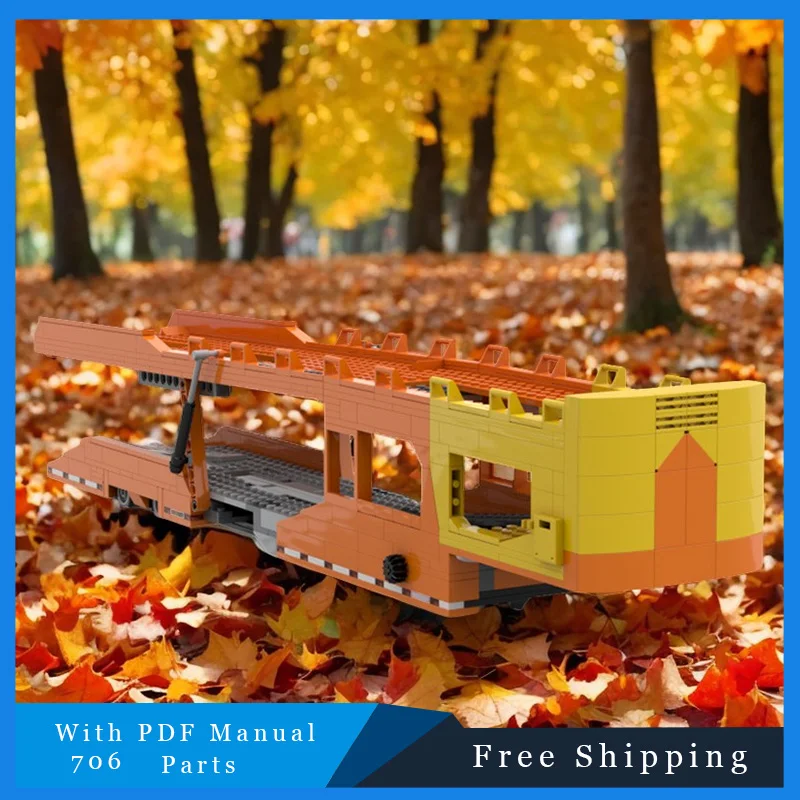 706 PCS MOC Bouwsteen Oranje Sportwagen Trailer Technisch Model Creatief Onderwijs DIY Montage Speelgoed Voor Kinderen Kerstcadeau
