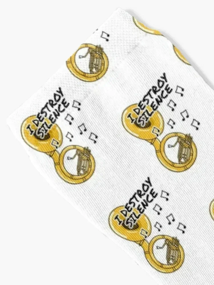 I Destroy Silence Sousaphone Player Brass Musician Socks Stockings compression loose Christmas Designer Man Socks Women's