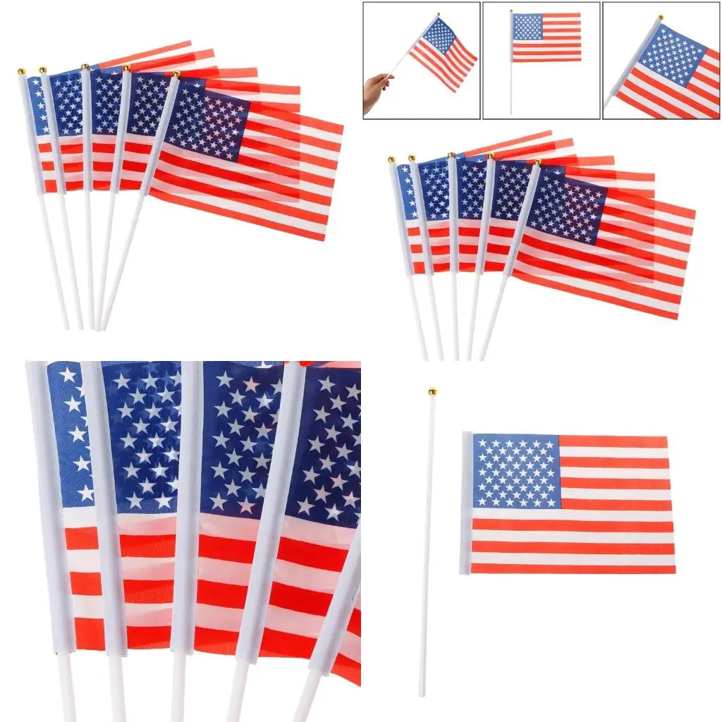 

5 Pcs Mini American US USA National Flags Hand Waving Small for Banner Poles high quality