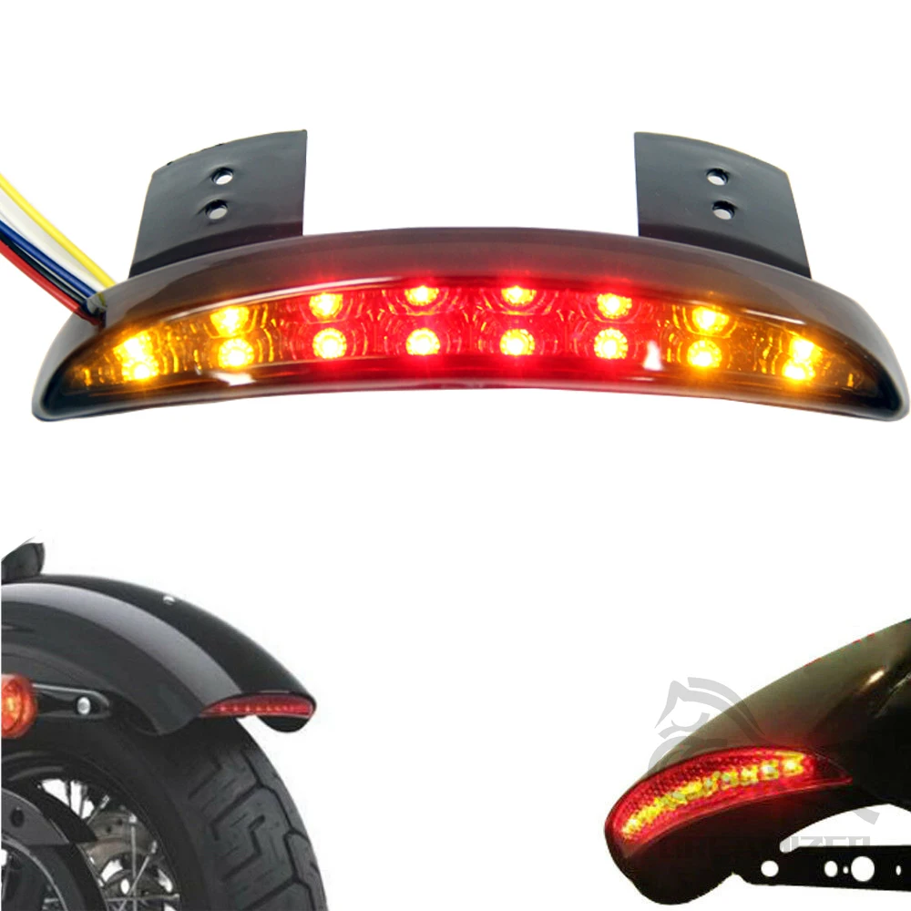 Motorcycle Chopped Fender Edge Tail Light Amber Turn Signal LED Red Stop Brake Rear TailLight for Harley Sportster XL 883 1200