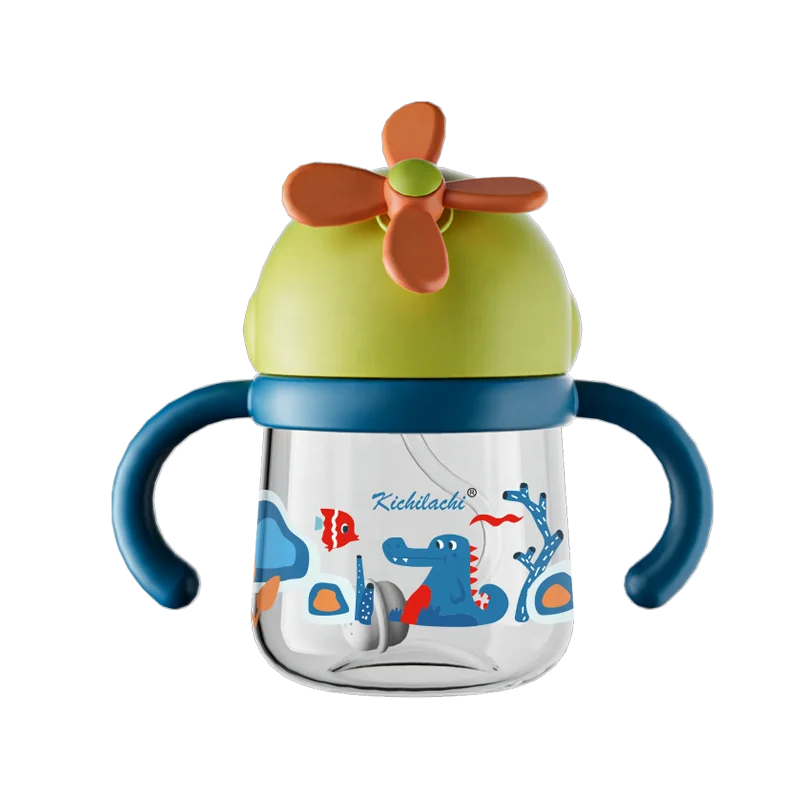 

Toukie RTS Water Bottle Leakage Prevention No Spill Infant Tritan Baby Training Drinking Sippy Cup With Lid Handle