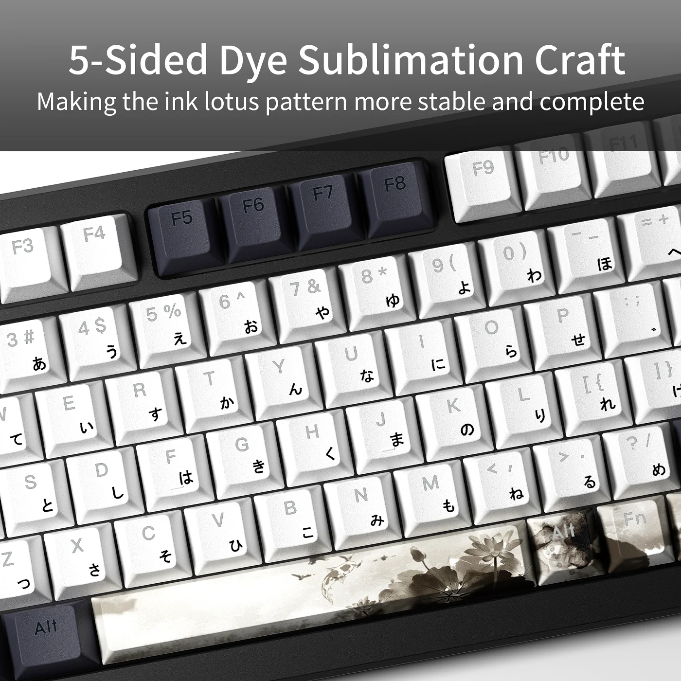 XVX Shine Through Lotus Japanese Character Keycaps 5-side Dye Sublimation Craft Double Shot  Matte Texture PBT Keycaps