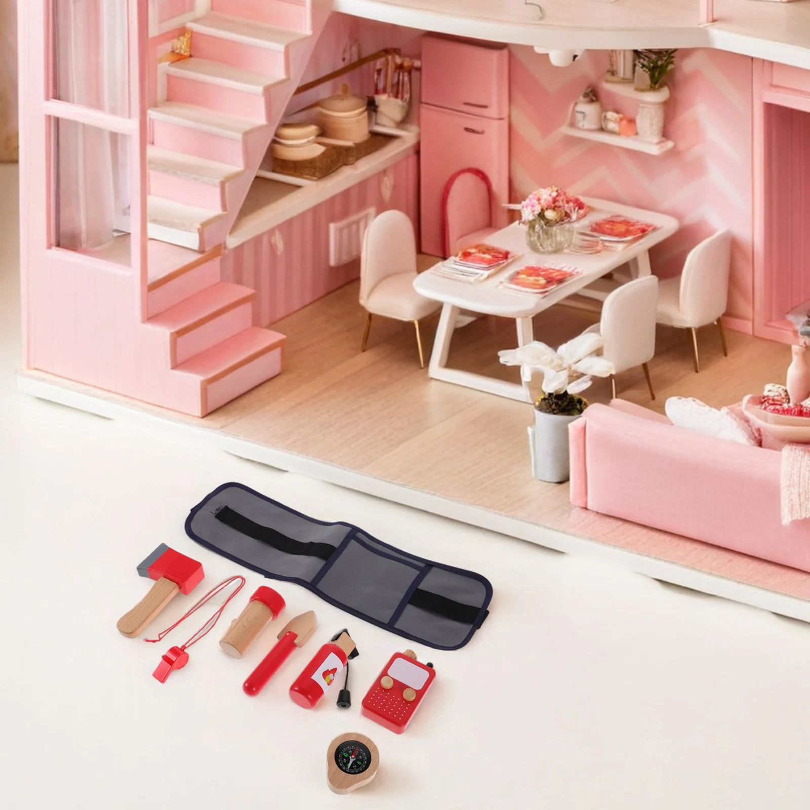 

1Set Children's Pretend Fireman Set Realistic Wooden Tools and Gear for Role Playing Educational Fine Motor Skills Development