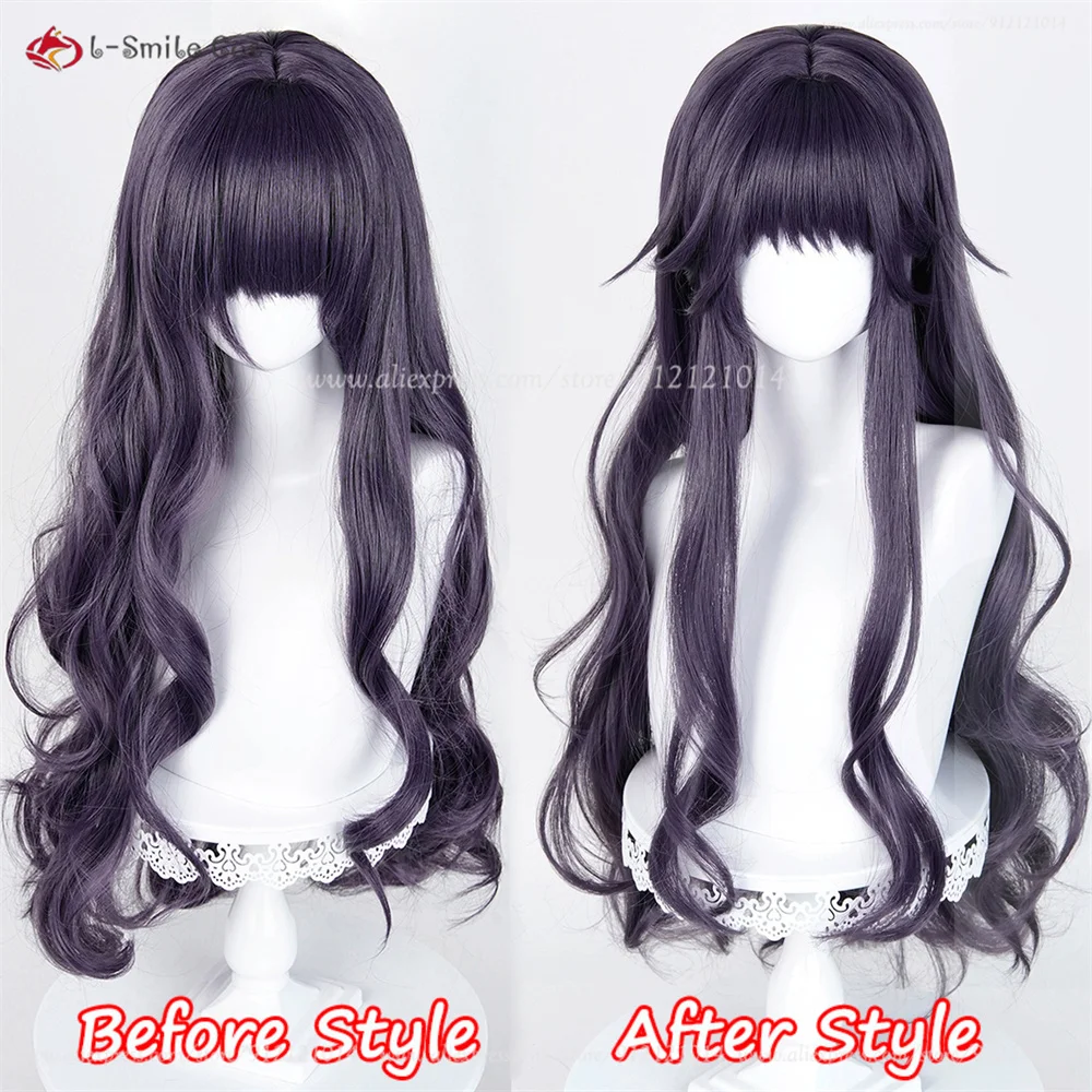 Waguri Kaoruko‌ Cosplay Wig Purple Grey 90cm Cruly Wigs For Women Cosplay Anime Wigs Heat Resistant Synthetic Hair Halloween