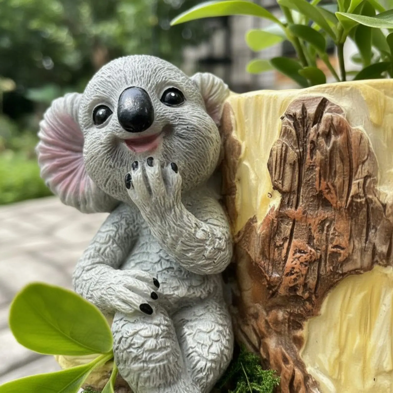Koala Planter Open Top Tree Trunk Planter Koala Plant Pot Easy to Clean Succulent Pot Long-Lasting for Indoor