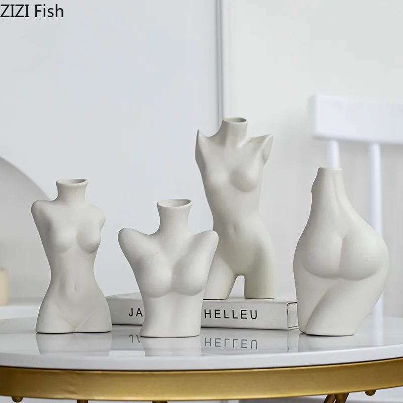 Brust Nude Figuren Vasen Menschlichen Körper Kunst Keramik Blumentöpfe Schreibtisch Dekoration Künstliche Blumen Dekorative Porzellan Floral Vase