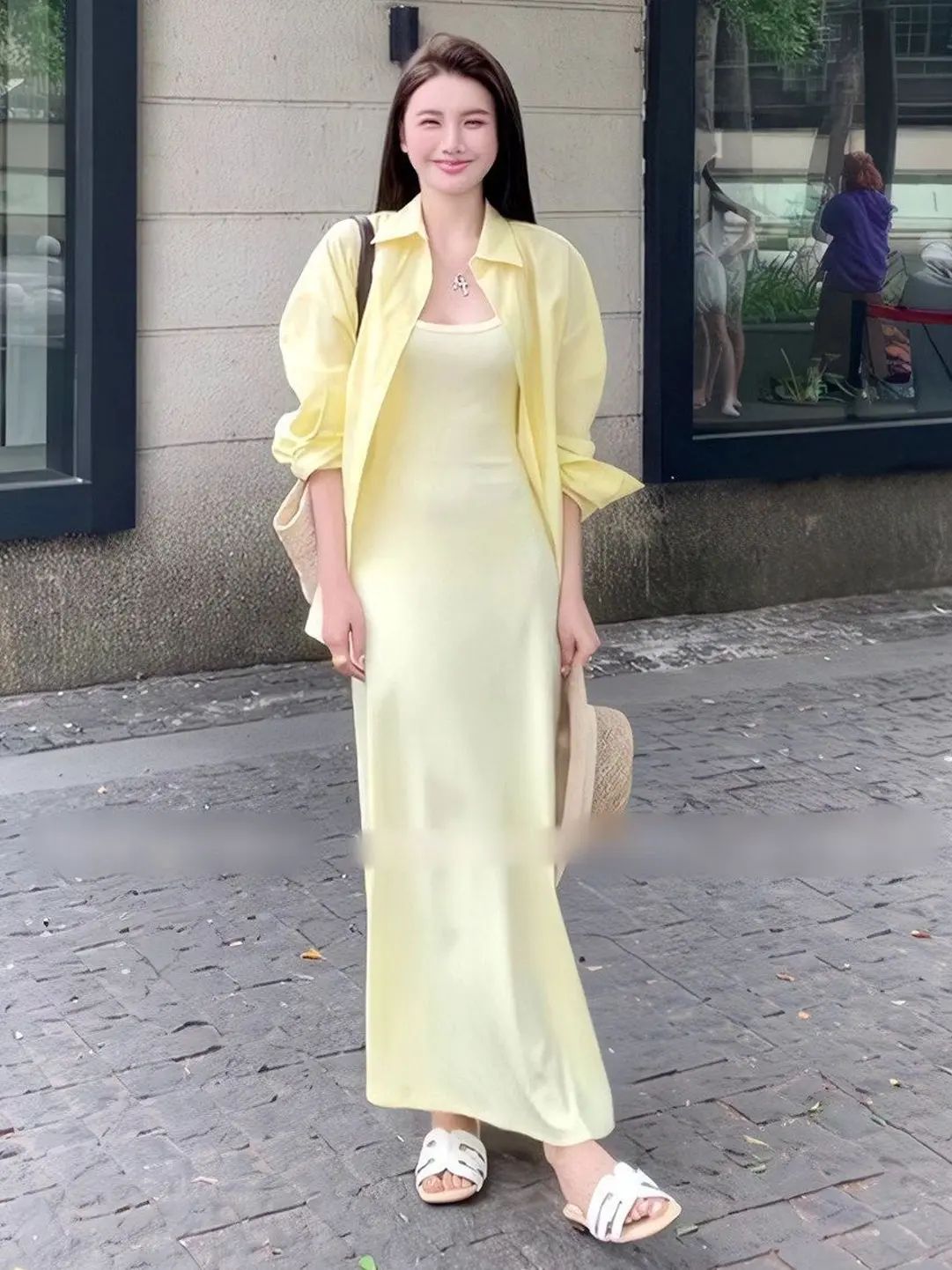 

Модное платье-рубашка с воротником и длинными рукавами, женское, летнее, новая модель, с завышенной талией, длинная юбка-рыбий хвост, дышащее, для повседневной носки