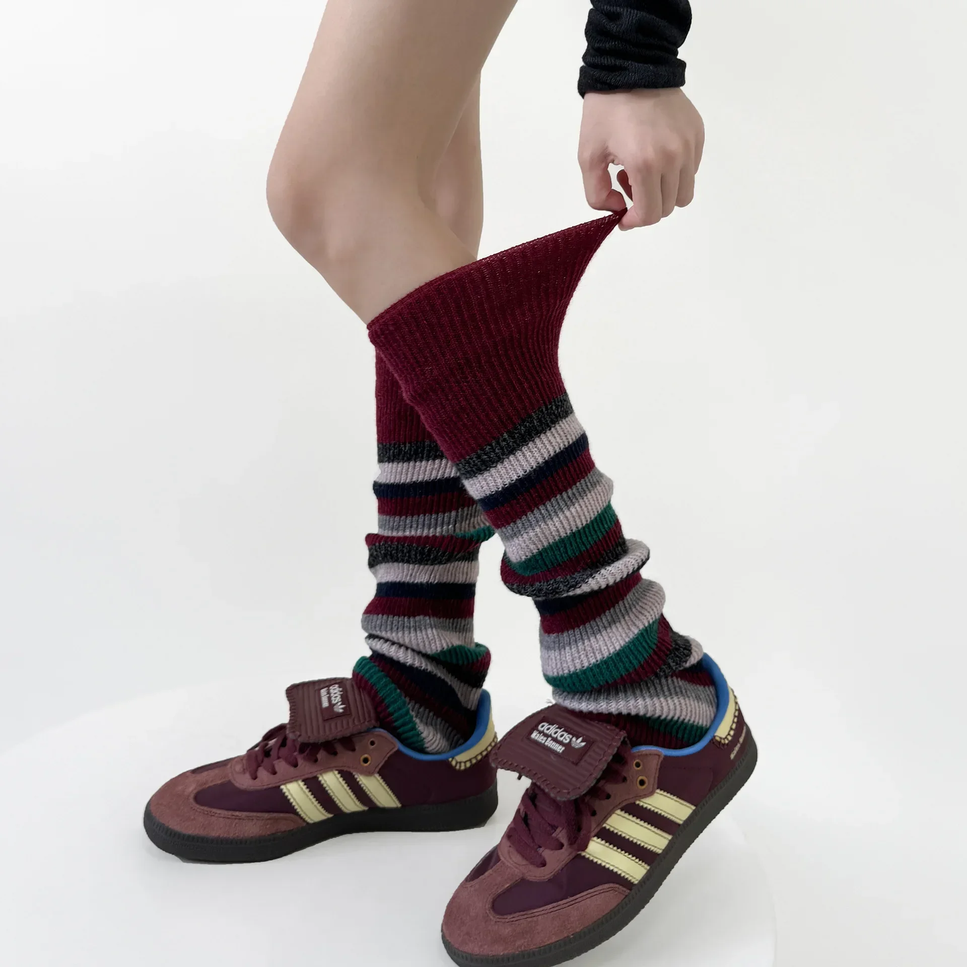 

Ретро гетры женские осенние и зимние шерстяные теплые гольфы в американском стиле JK полосатые вязаные чехлы для ног гетры чулки