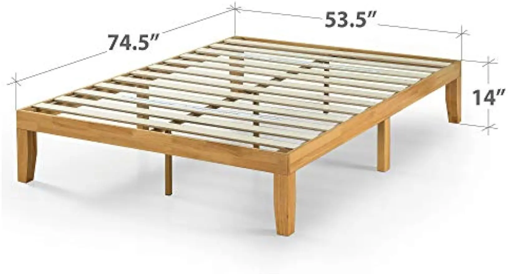 Moiz Wood Platform Bed Frame, Wood Slat Support, No Box Spring Needed, Easy Assembly, Natural, Full