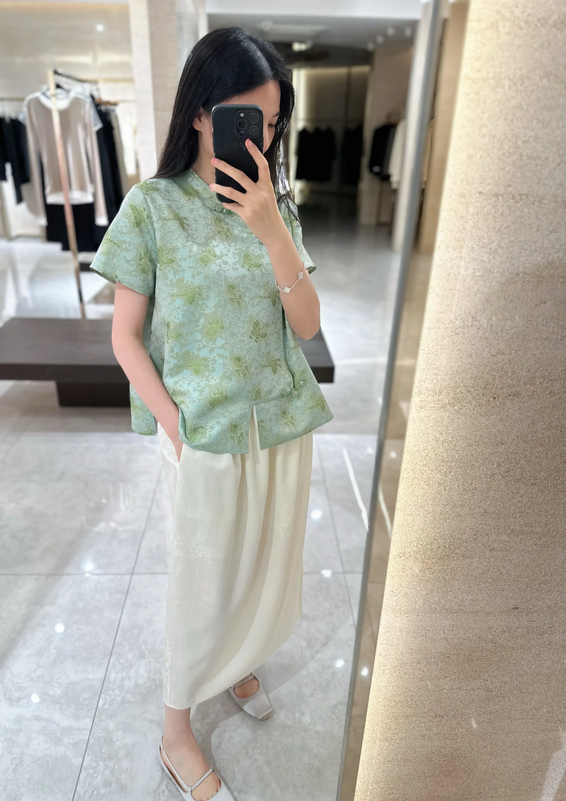 

Новая китайская шелковая блузка из тонкого шелка, национальный тренд, прямой крой, для повседневной носки