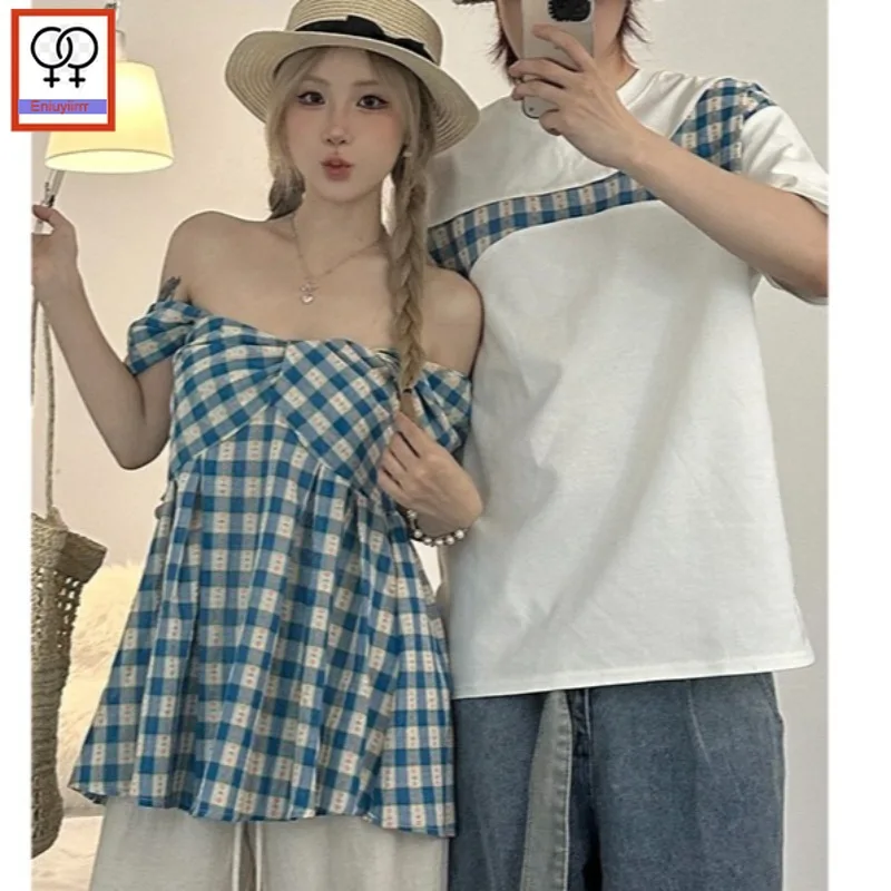 

Cute Top Matching Couple Clothes Outfits Male Female Lovers Holiday Valentine's Date Honeymoon Retro Vintage Cotton Blends Shirt