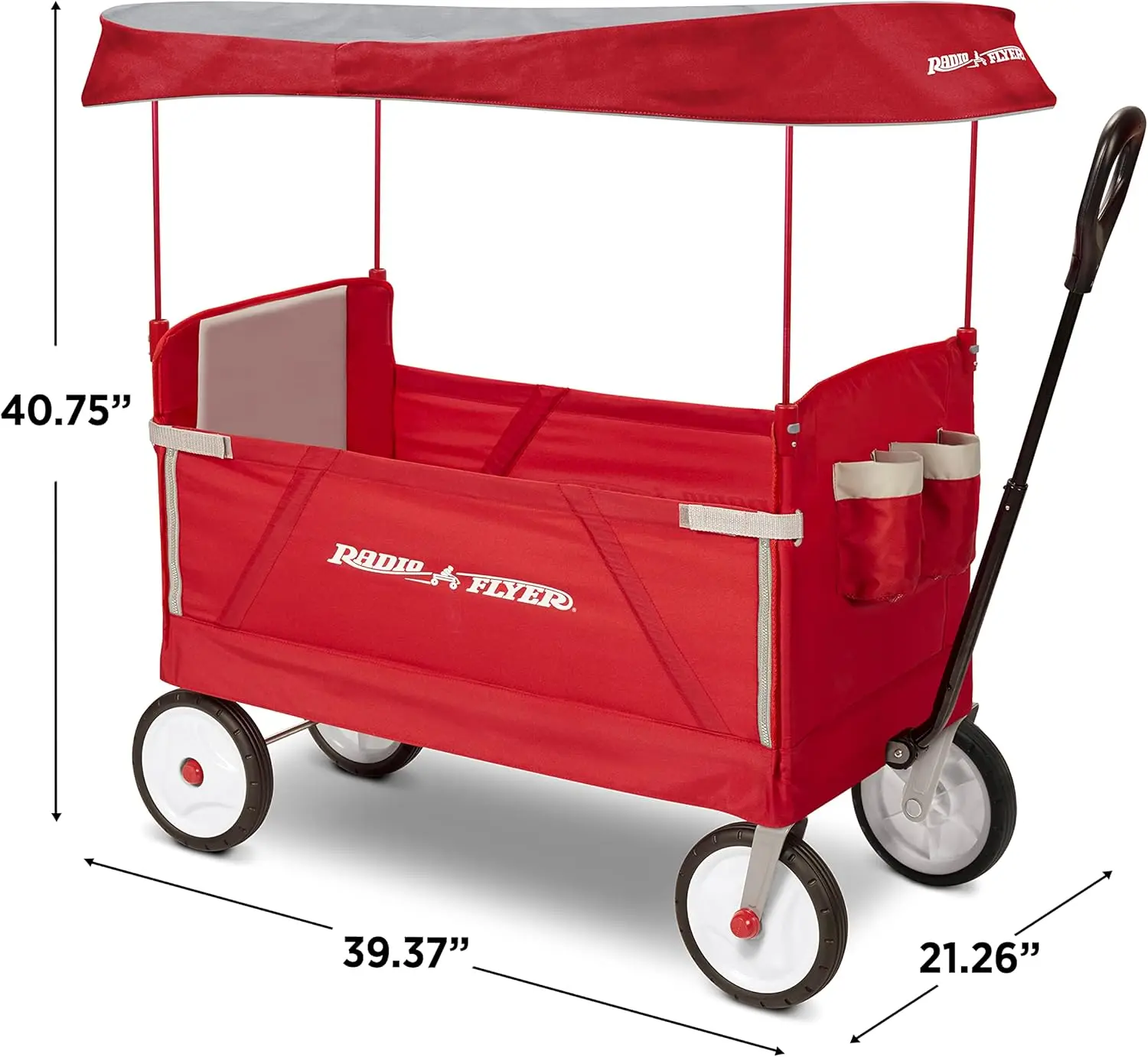 Passeggino pieghevole EZ 3 in 1 Carrello fuoristrada pieghevole per esterni per tutti i terreni con baldacchino e maniglia regolabile per bambini e carico, Rosso